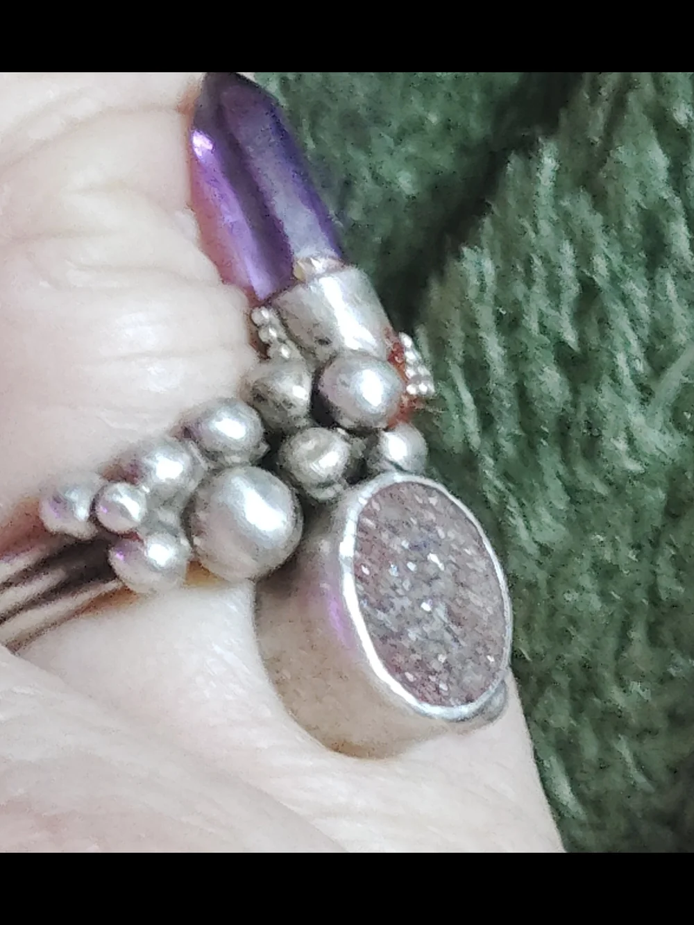 HANDCRAFTED STERLING RING. SZ-11/AMETHYST POINT. SIZE 11